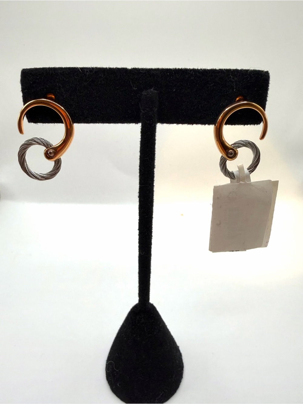Charriol Two-Tone Rose Gold and Silver Circle Drop Earrings
